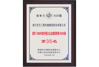 杭州叉車榮譽(yù)-榮列2008年度中國大企業(yè)集團(tuán)競爭力500強(qiáng)